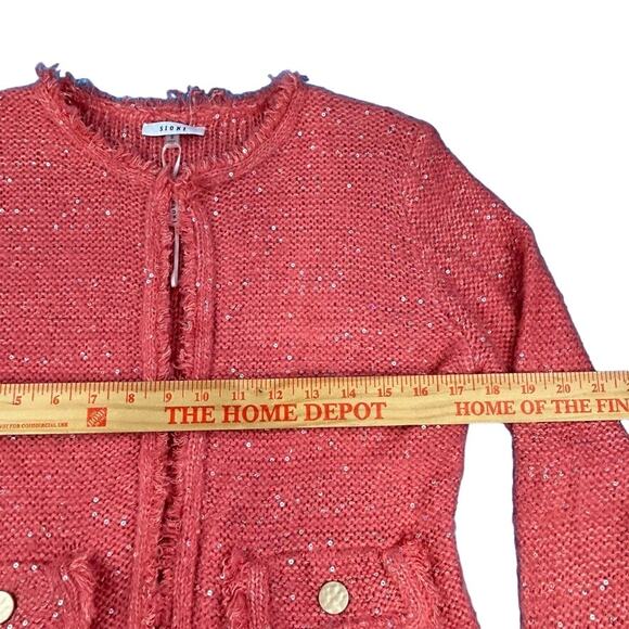 NWOT Sioni Wool Blend Knit Cardigan  Sequins S Jacket MSRP $129 Old Money - Picture 11 of 12